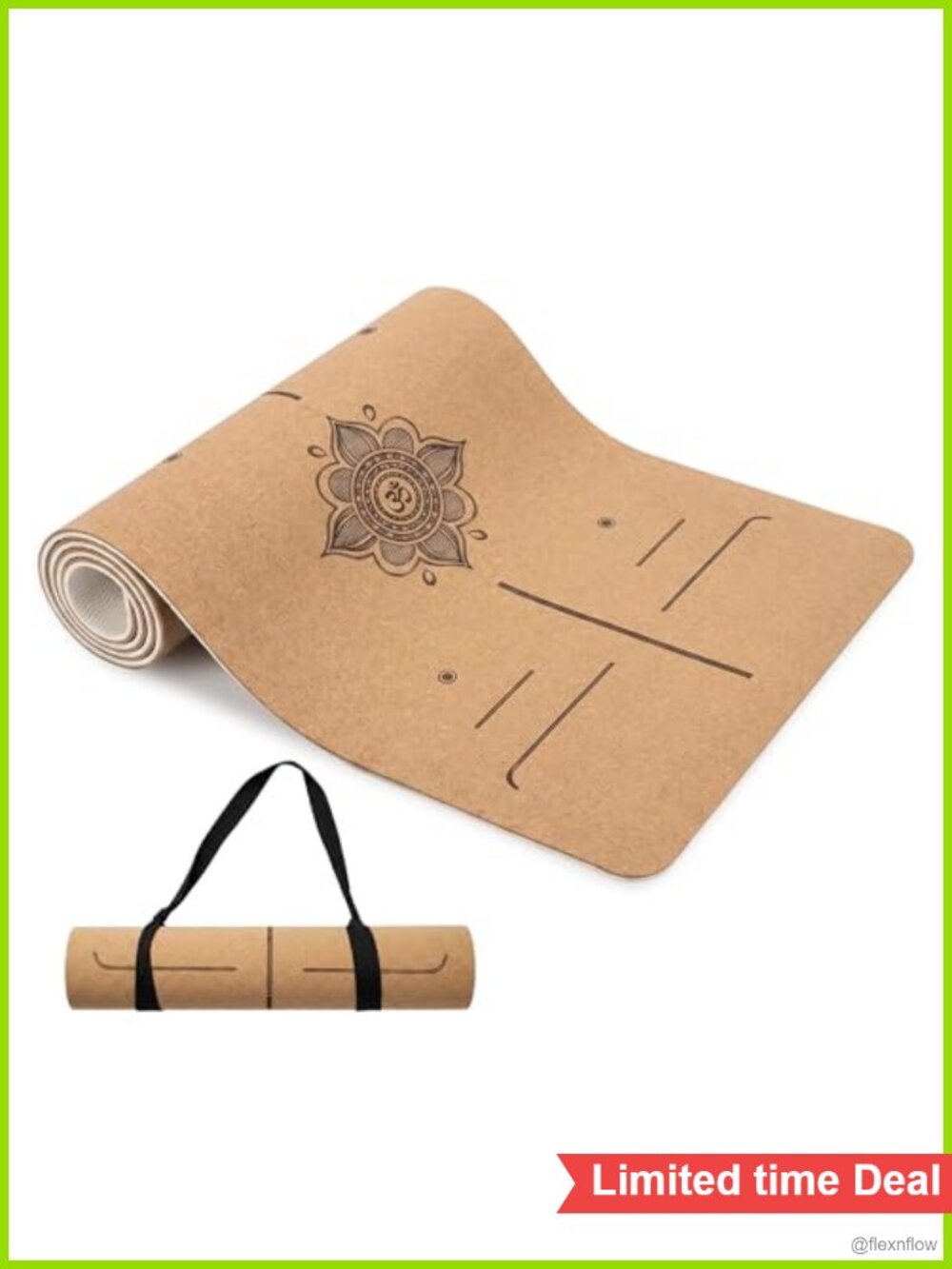Cork TPE Yoga Mat 6mm Thick 72x24 Non-Slip Workout Mat